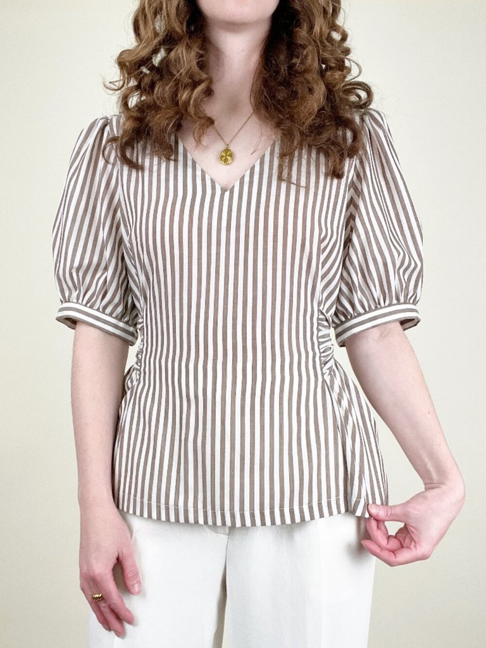 Vintage French Handmade Puffed Poofed Sleeve Blouse Feminine Romantic Y2K 1990's